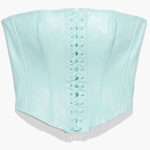Savage X Fenty Queen of the Galaxy Blue Light Croc-Embossed Corset (1X)